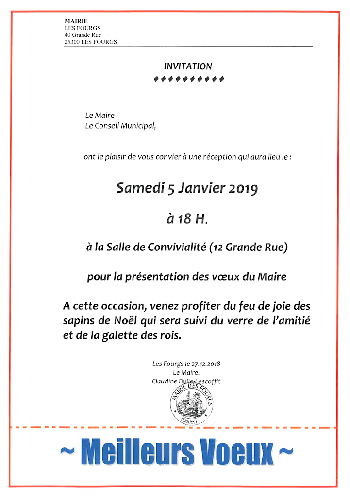 Invitation voeux du maire